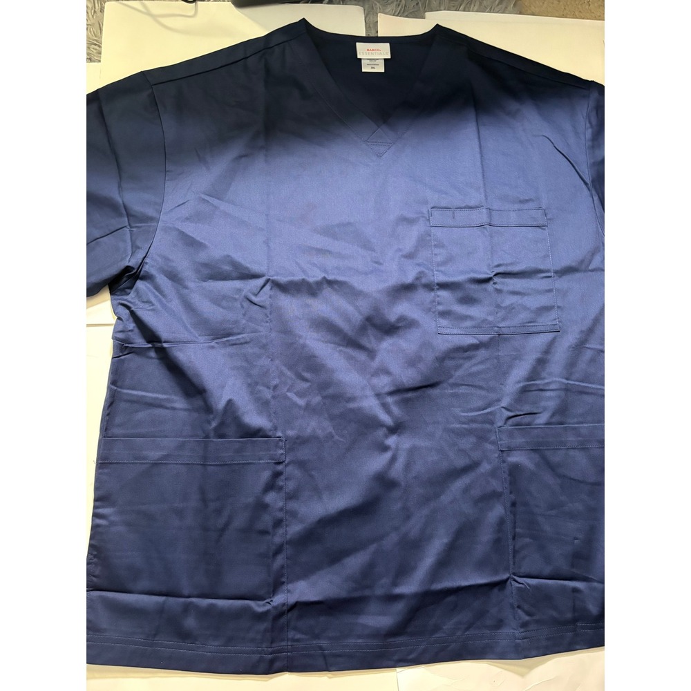Barco Essentials Scrub Top 2XL Navy V-Neck Plus Size Medical Uniform NWT